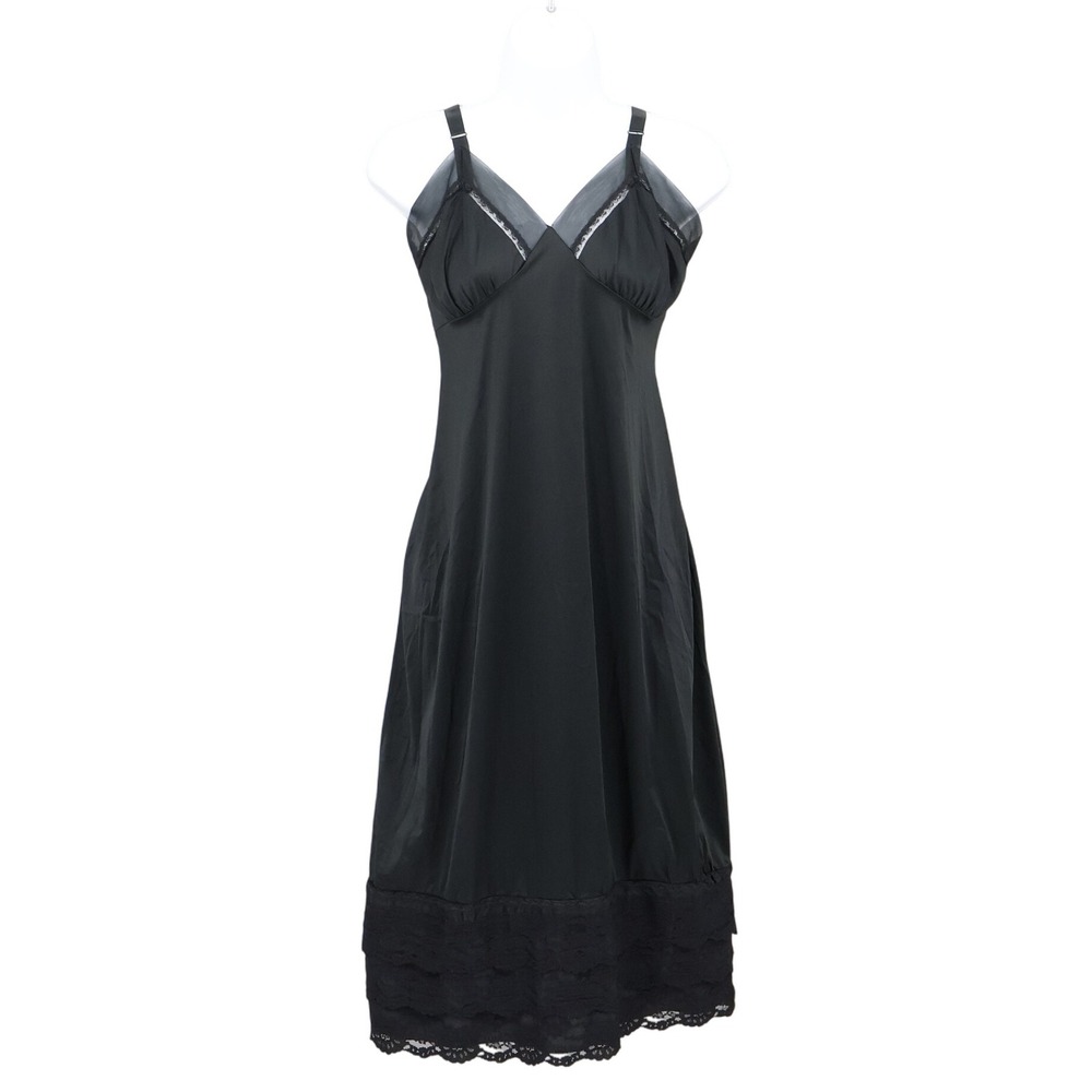 Vintage Lorraine Sheer Slip Dress Womens 34 Short Black‎ Whimsigoth Fairy Grunge